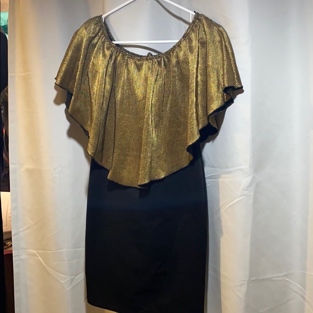 Gold Off The Shoulder Bodycon Dress- Size M
